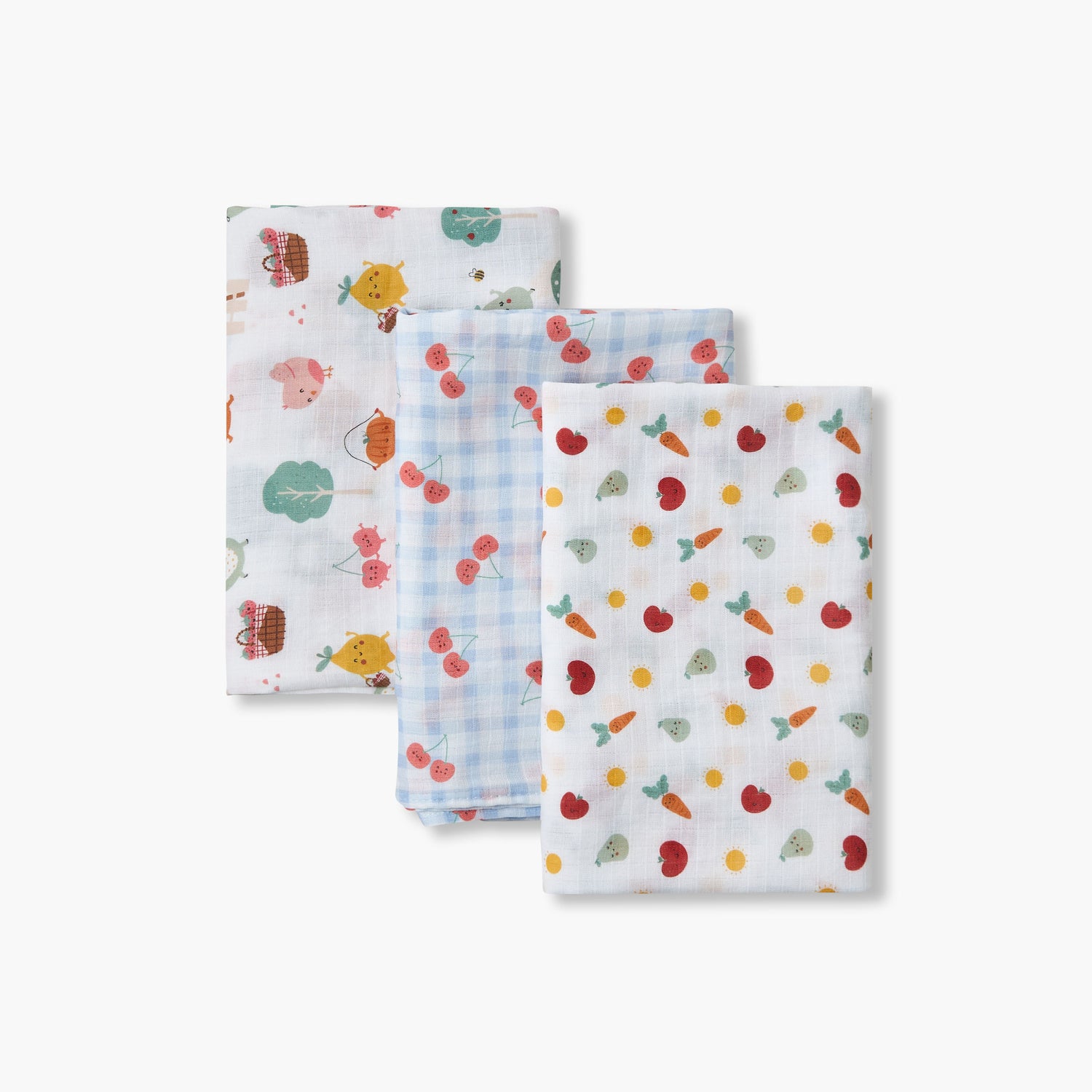 Pack of 3 Juniors Receiving Blanket with Print, 100x100 cm