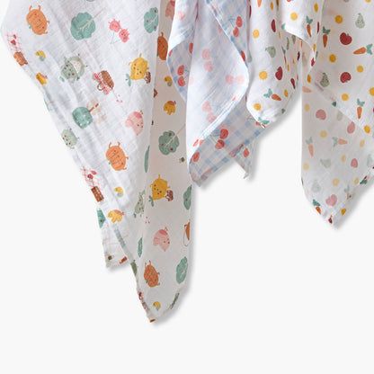 Pack of 3 Juniors Receiving Blanket with Print, 100x100 cm