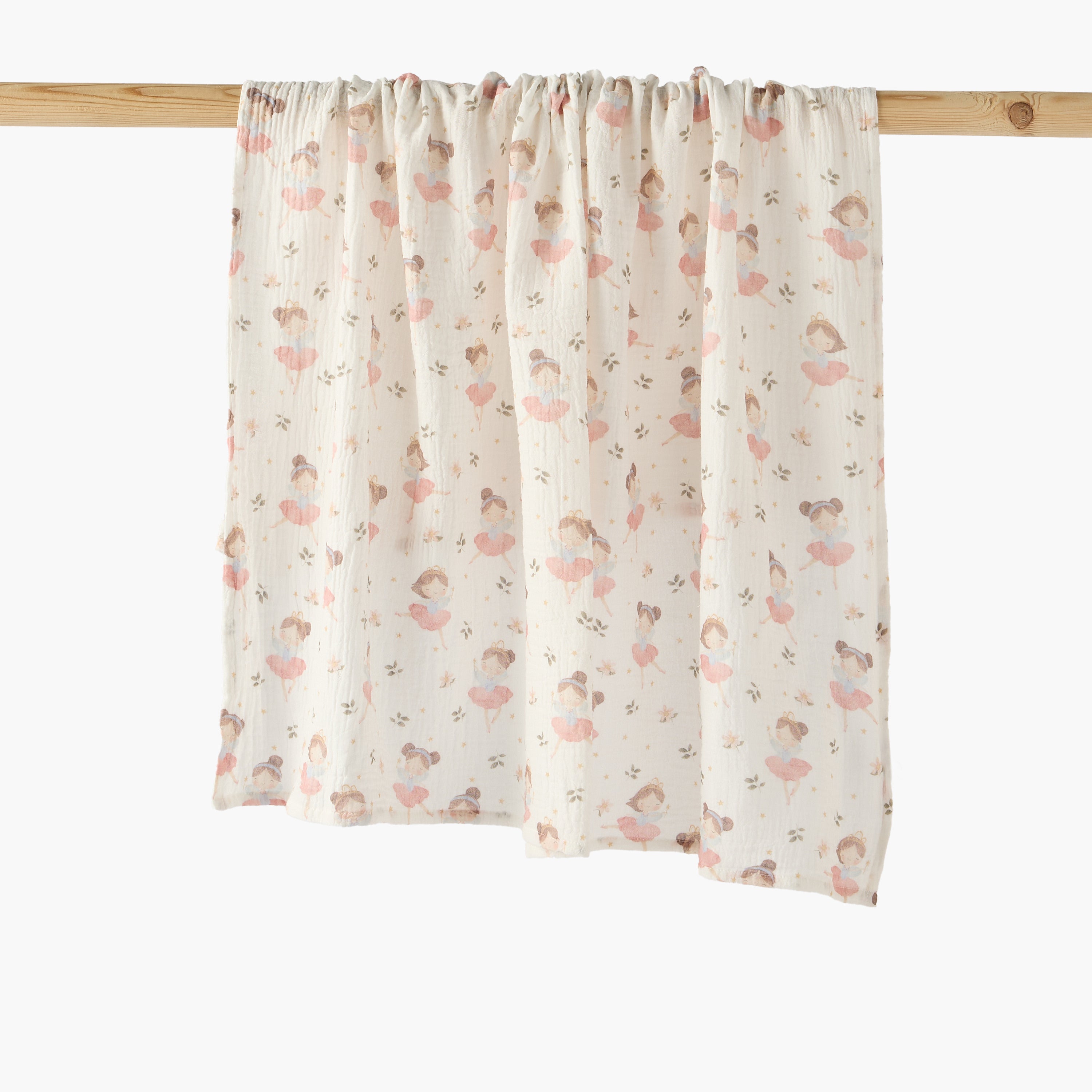 Juniors Baby Swaddle with Ballerina Print, 100x100 cm - Pink