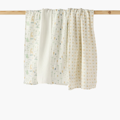 Pack of 4 Juniors Baby Swaddle with Assorted Print, 100x100 cm
