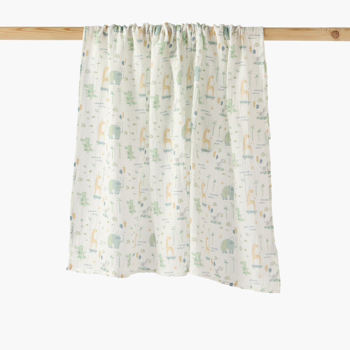 Juniors Receiving Blanket with Print, 80x100 cm - Green