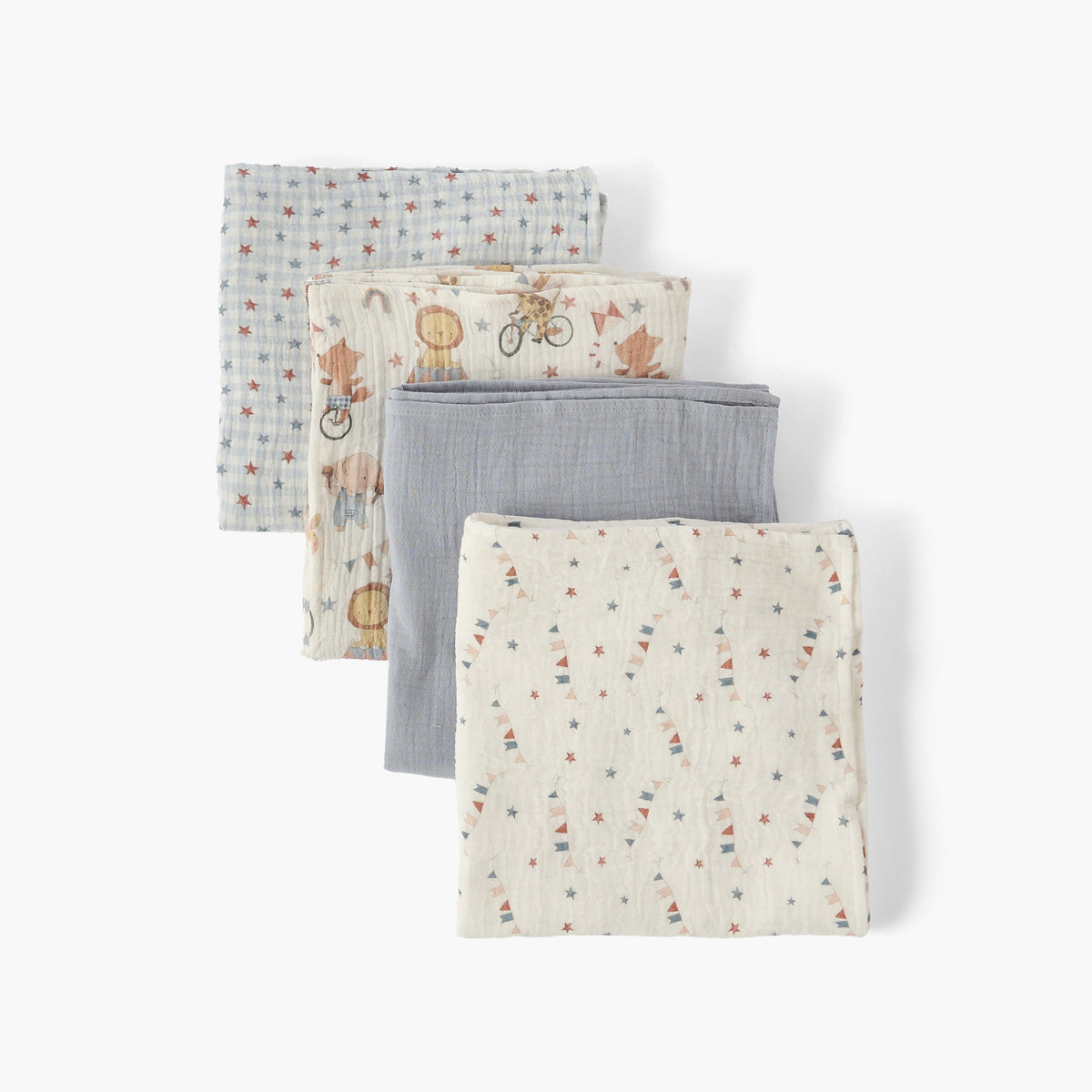 Pack of 4 Juniors Baby Swaddle with Assorted Print, 100x100 cm