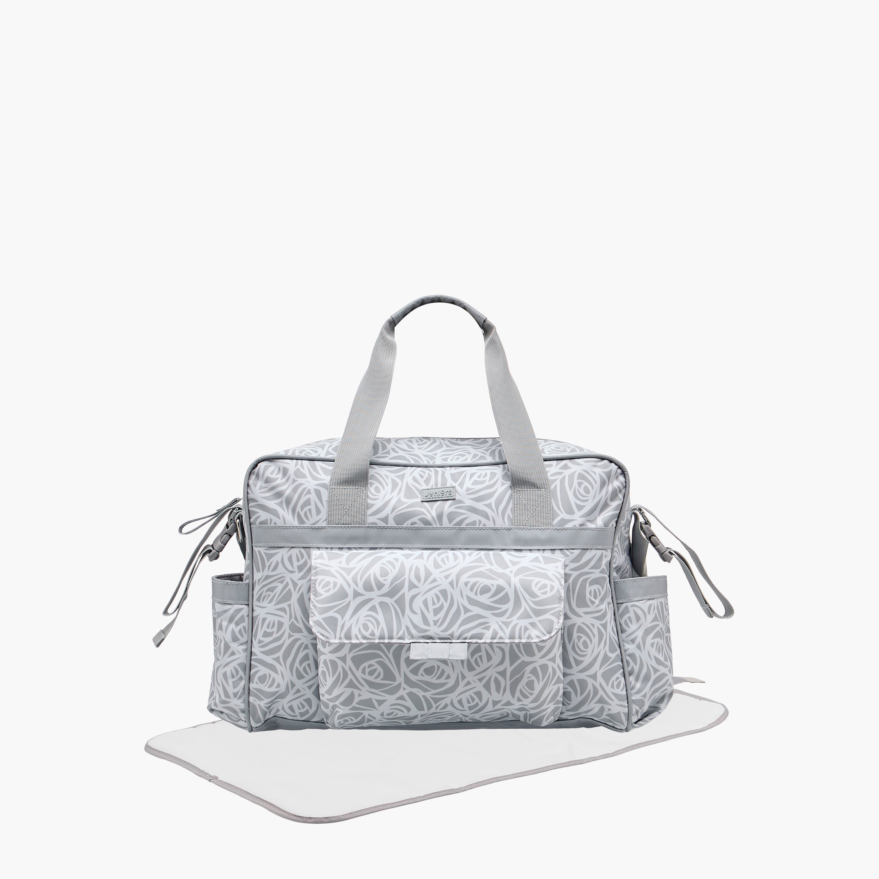 Juniors Diaper Bag with Abstract Rose Print, 38x13x28 cm - Grey