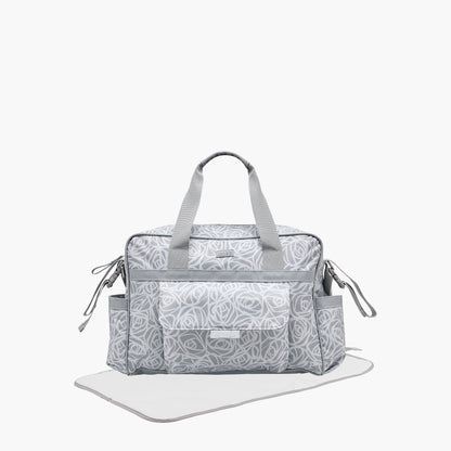 Juniors Diaper Bag with Abstract Rose Print, 38x13x28 cm - Grey