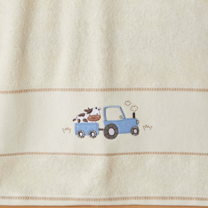 Juniors 120x60 Baby Towel with Farmhouse Embroidery