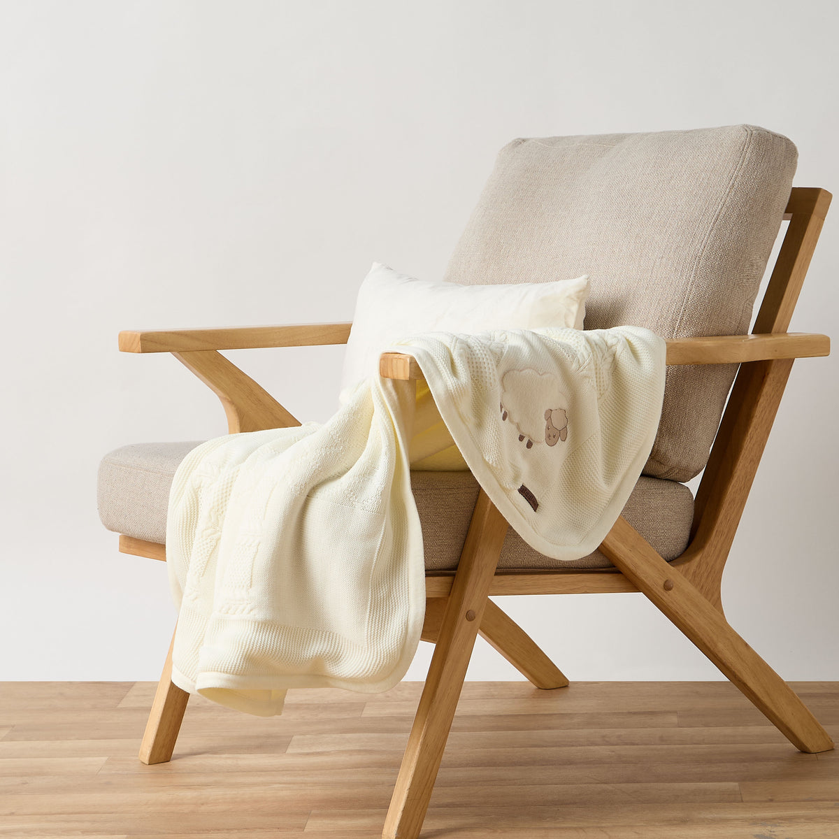 Giggles Receiving Blanket with Sheep Applique