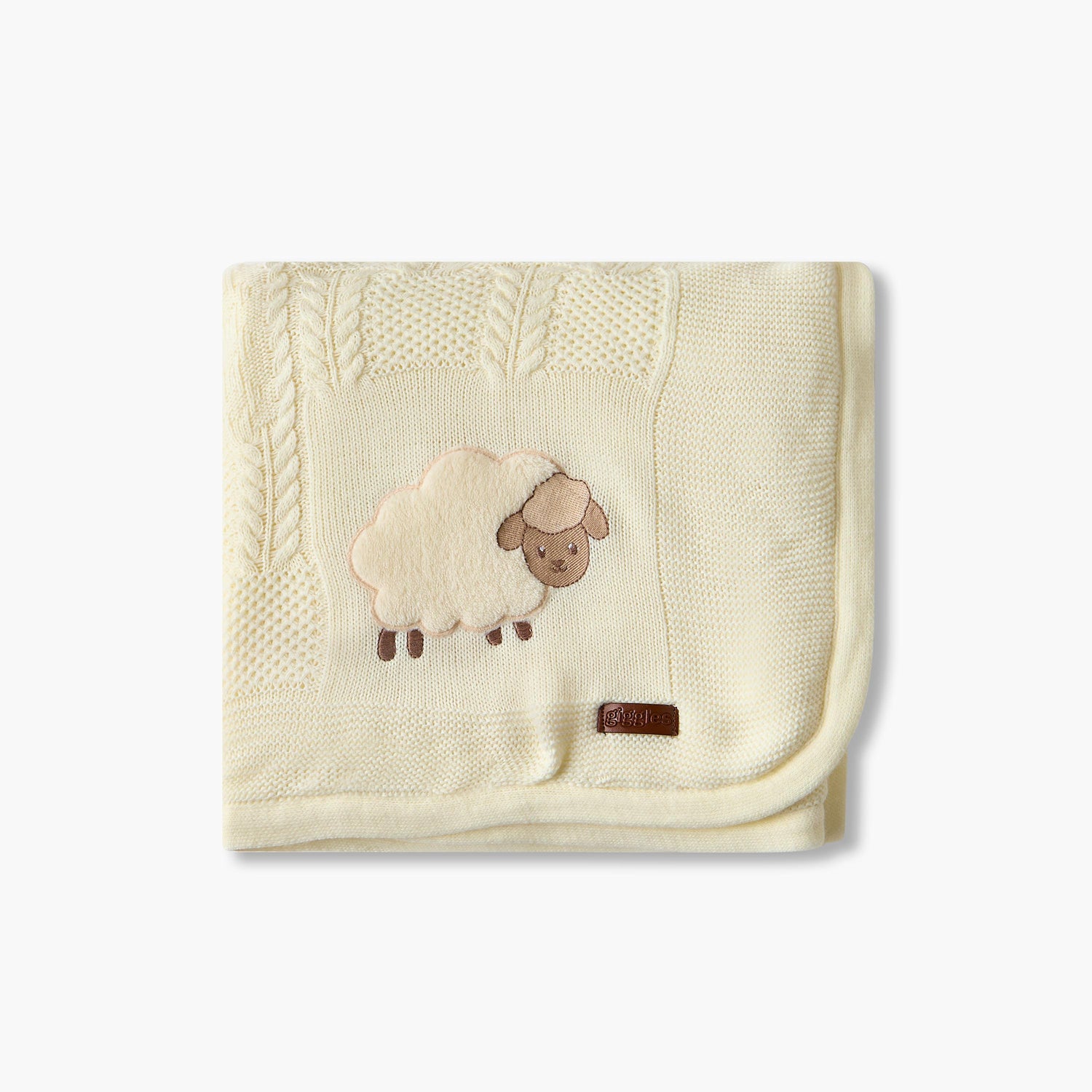 Giggles Receiving Blanket with Sheep Applique