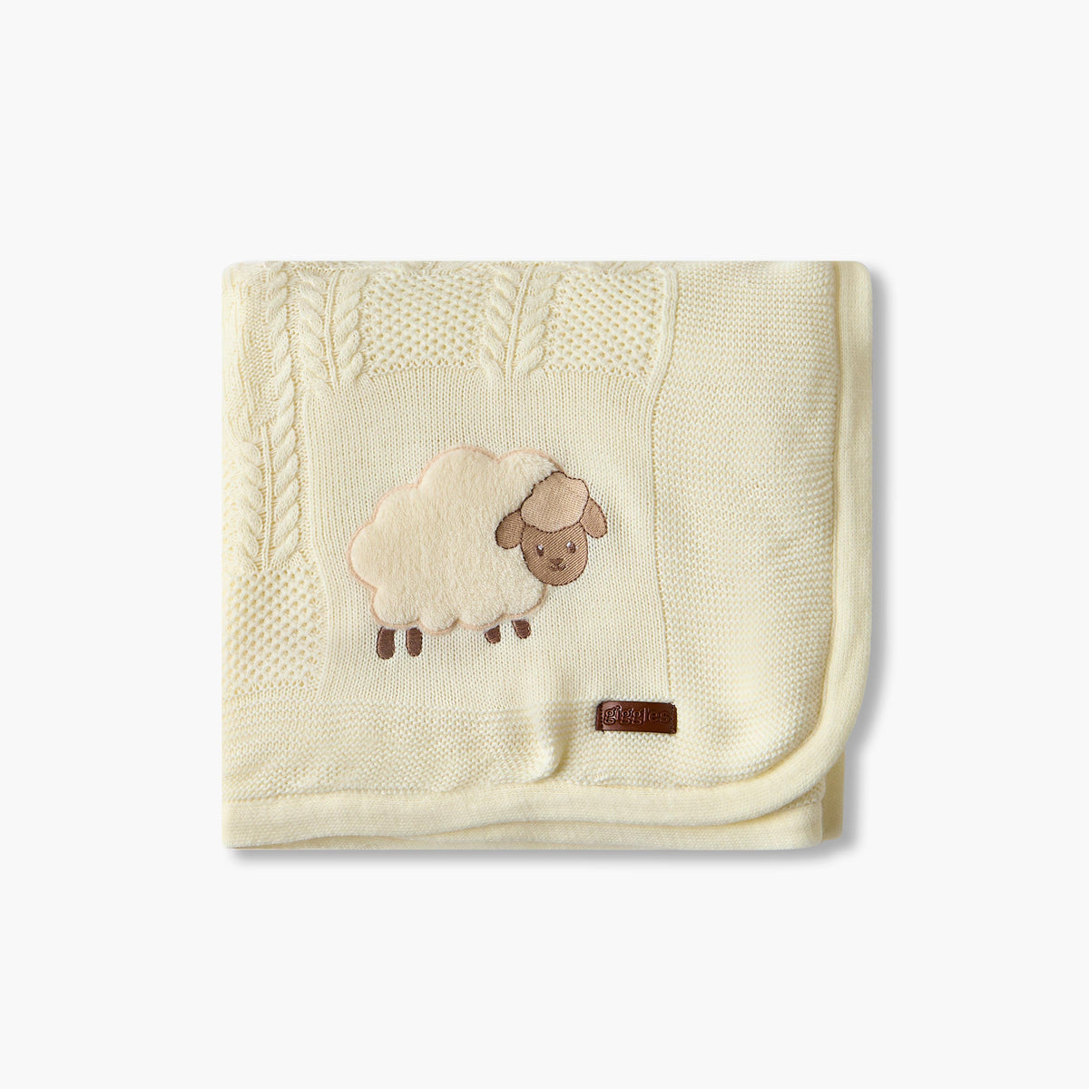 Giggles Receiving Blanket with Sheep Applique