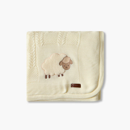 Giggles Receiving Blanket with Sheep Applique