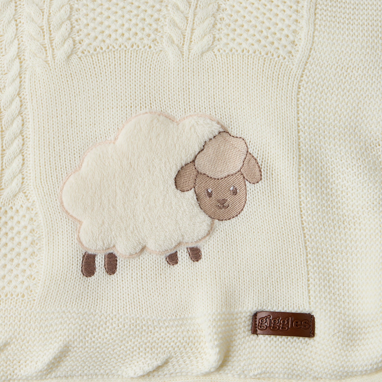 Giggles Receiving Blanket with Sheep Applique