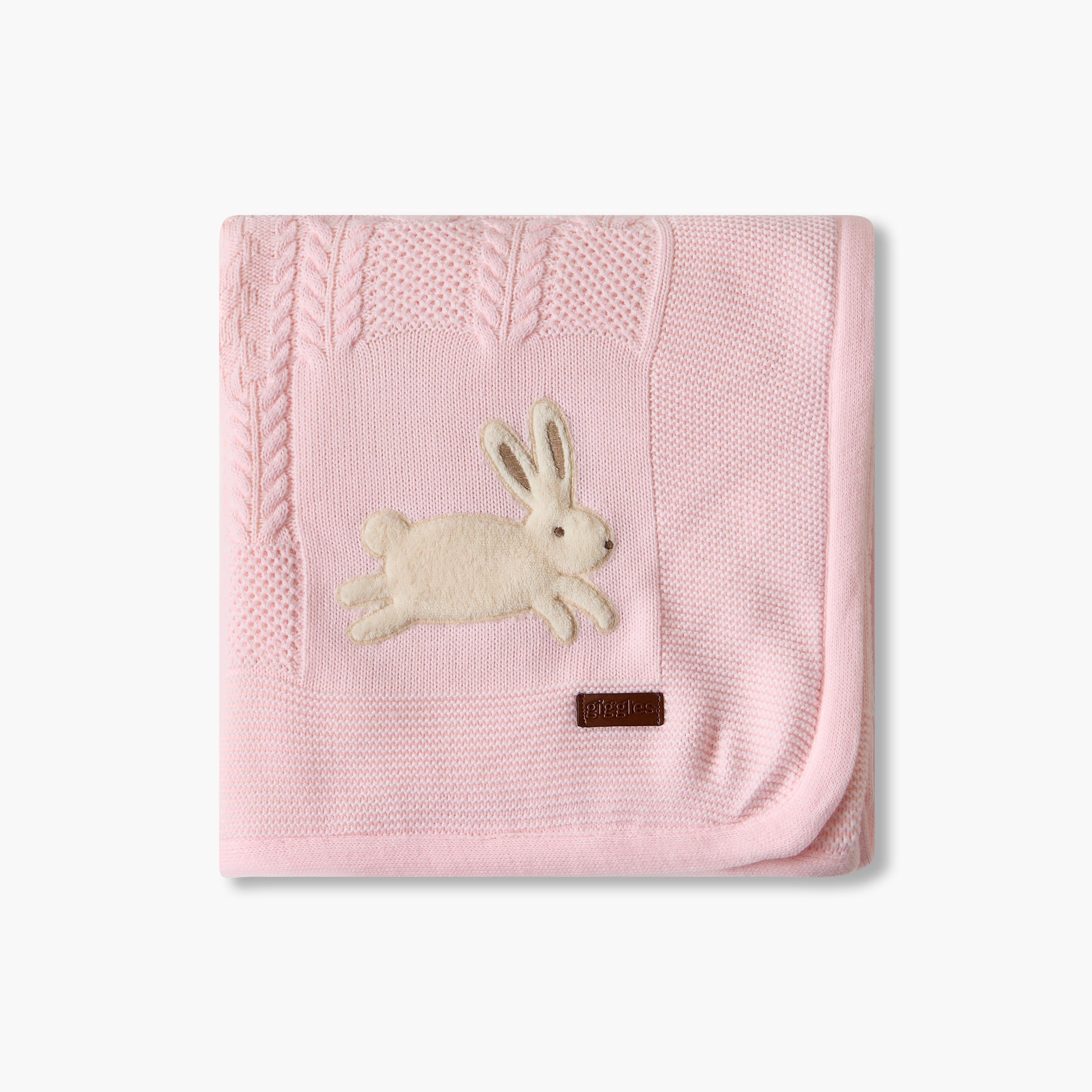 Giggles Receiving Blanket with Bunny Applique