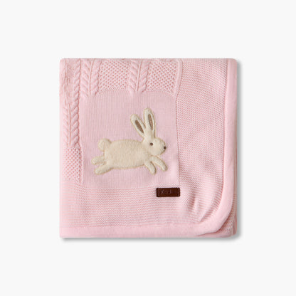 Giggles Receiving Blanket with Bunny Applique