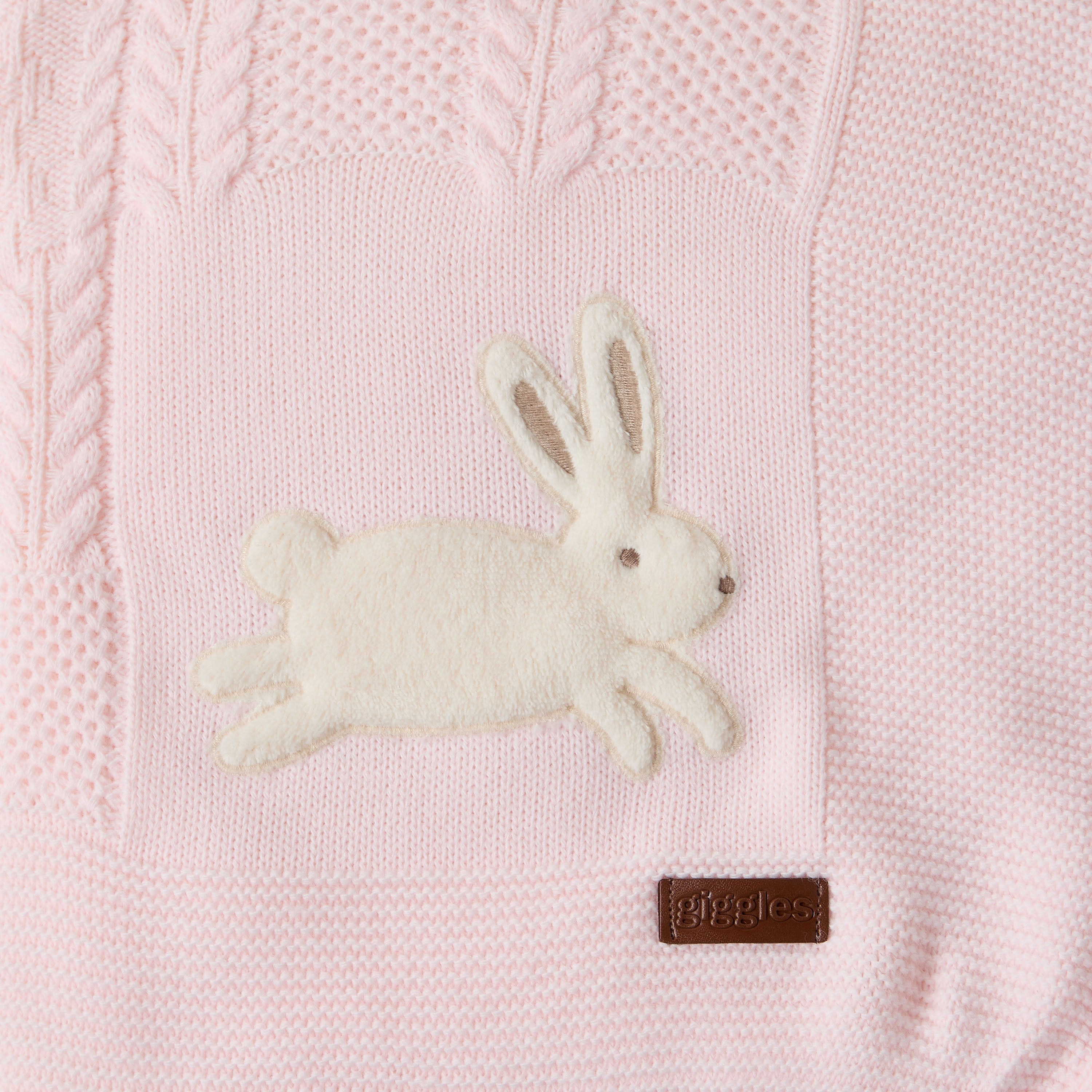Giggles Receiving Blanket with Bunny Applique