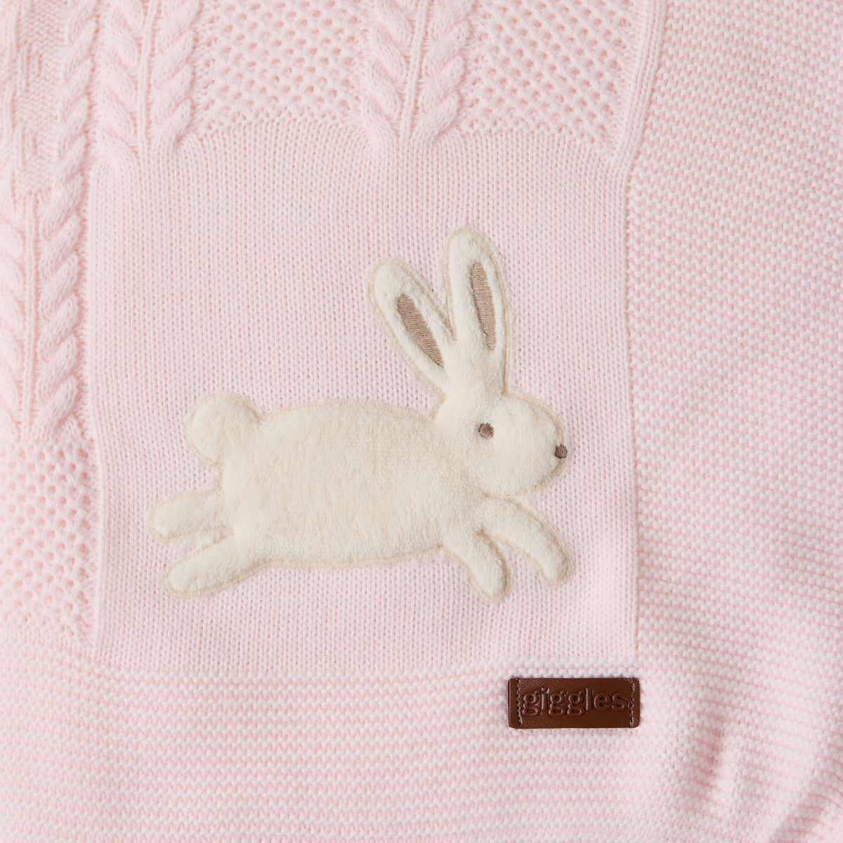 Giggles Receiving Blanket with Bunny Applique