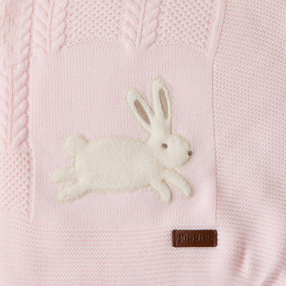 Giggles Receiving Blanket with Bunny Applique