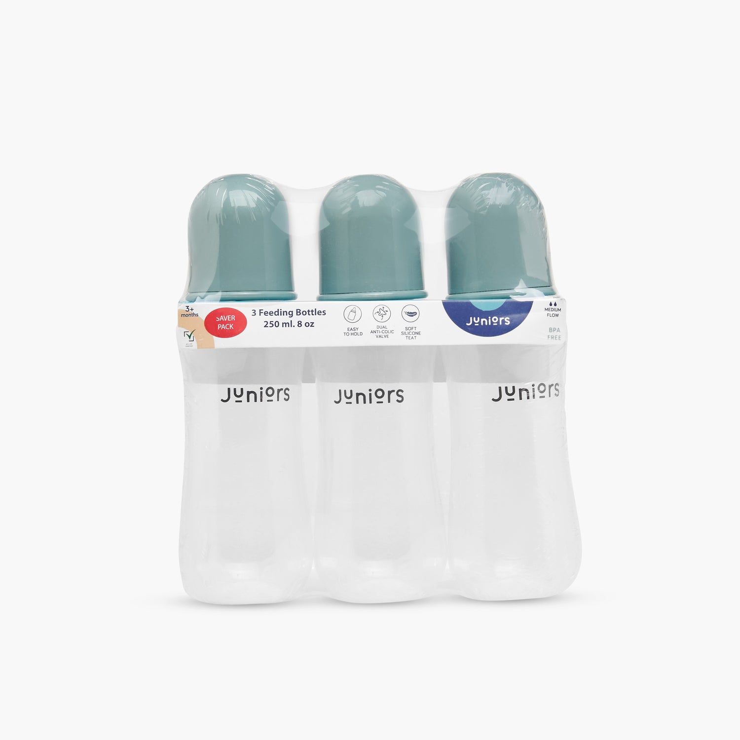 Pack of 3 Juniors Feeding Bottle with Dual Anti-Colic Valve, 250 ml