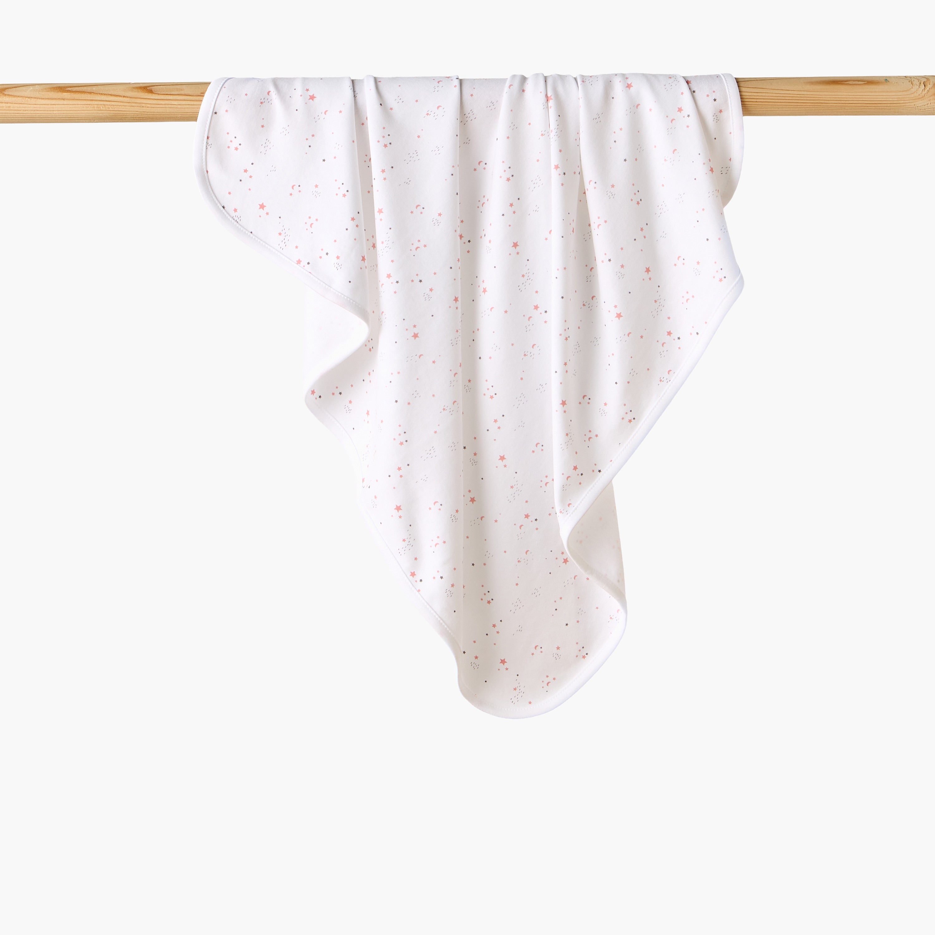Juniors Receiving Blanket with Star Print - White