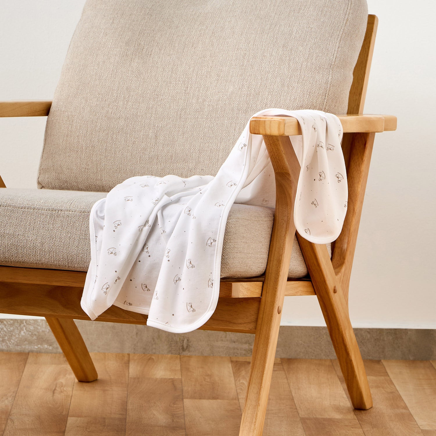 Juniors Receiving Blanket with Rocking Horse Print