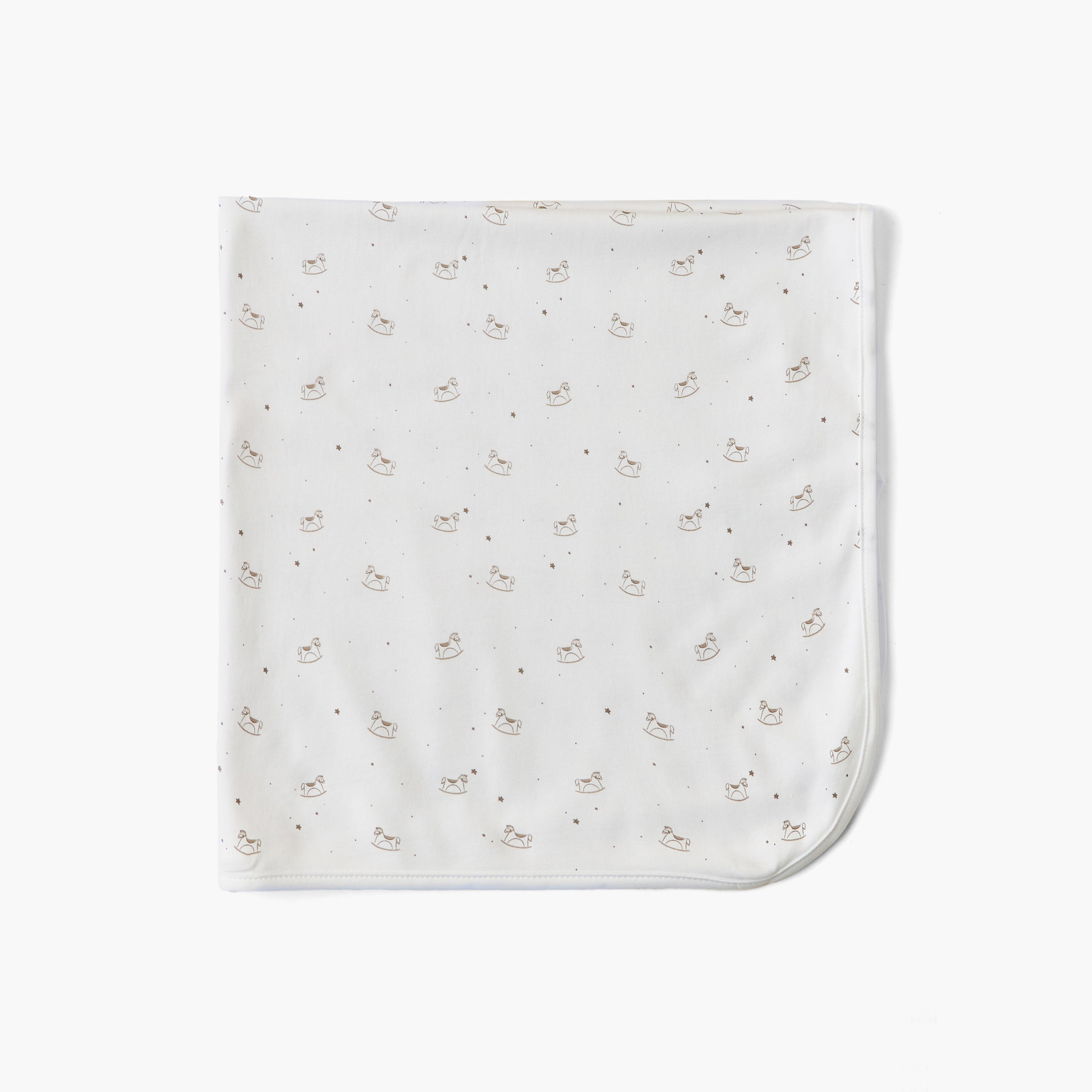 Juniors Receiving Blanket with Rocking Horse Print