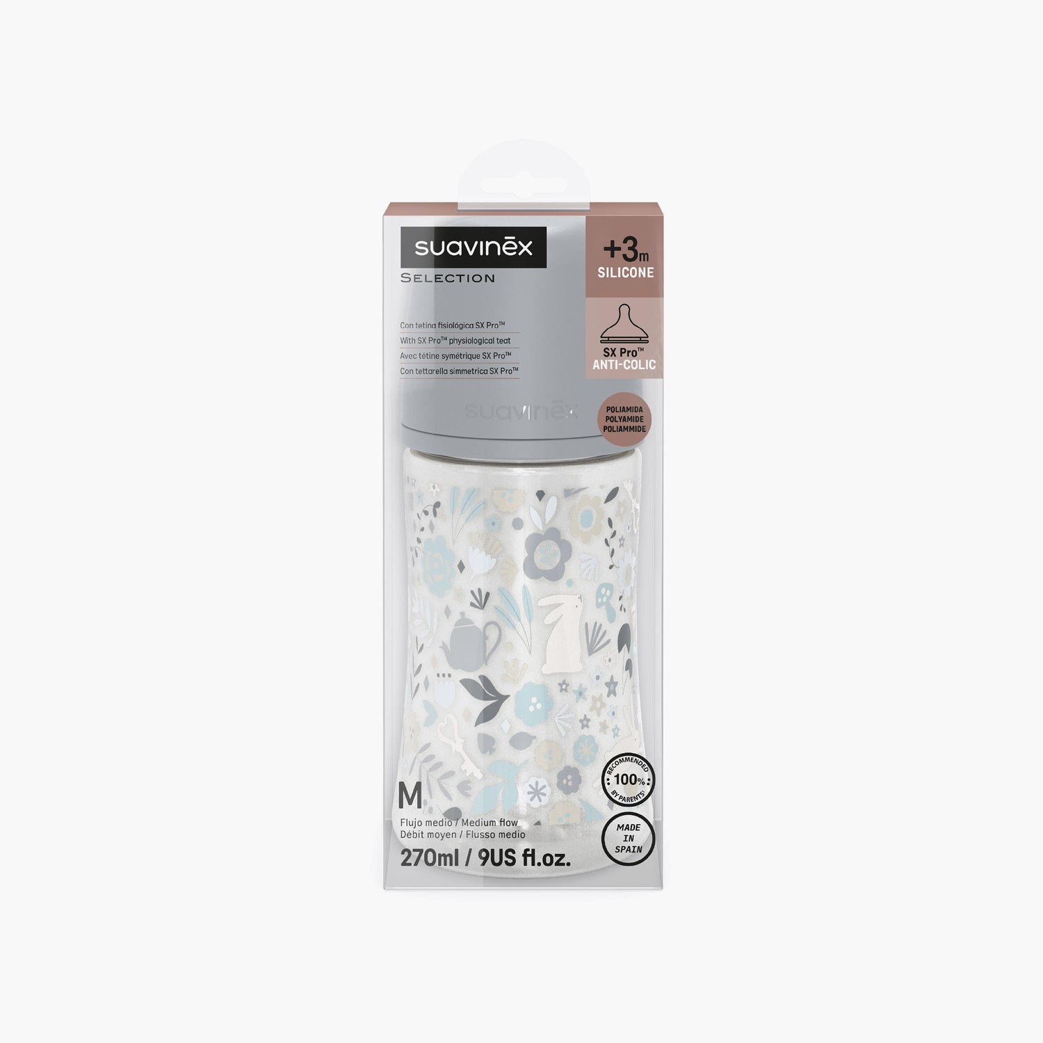 Suavinex Polyamide Slow Flow Feeding Bottle with Teat - 270 ml