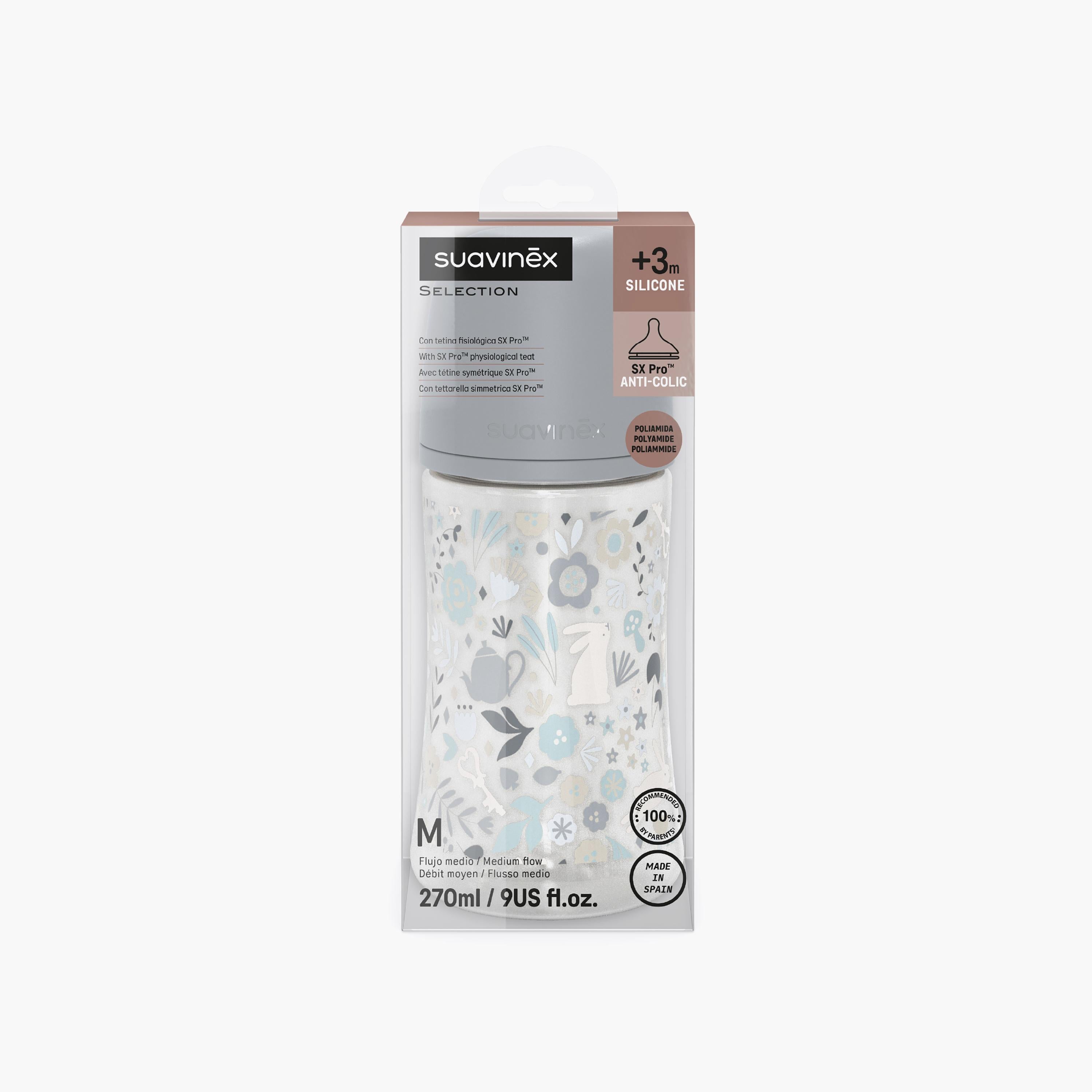 Suavinex Polyamide Slow Flow Feeding Bottle with Teat - 270 ml