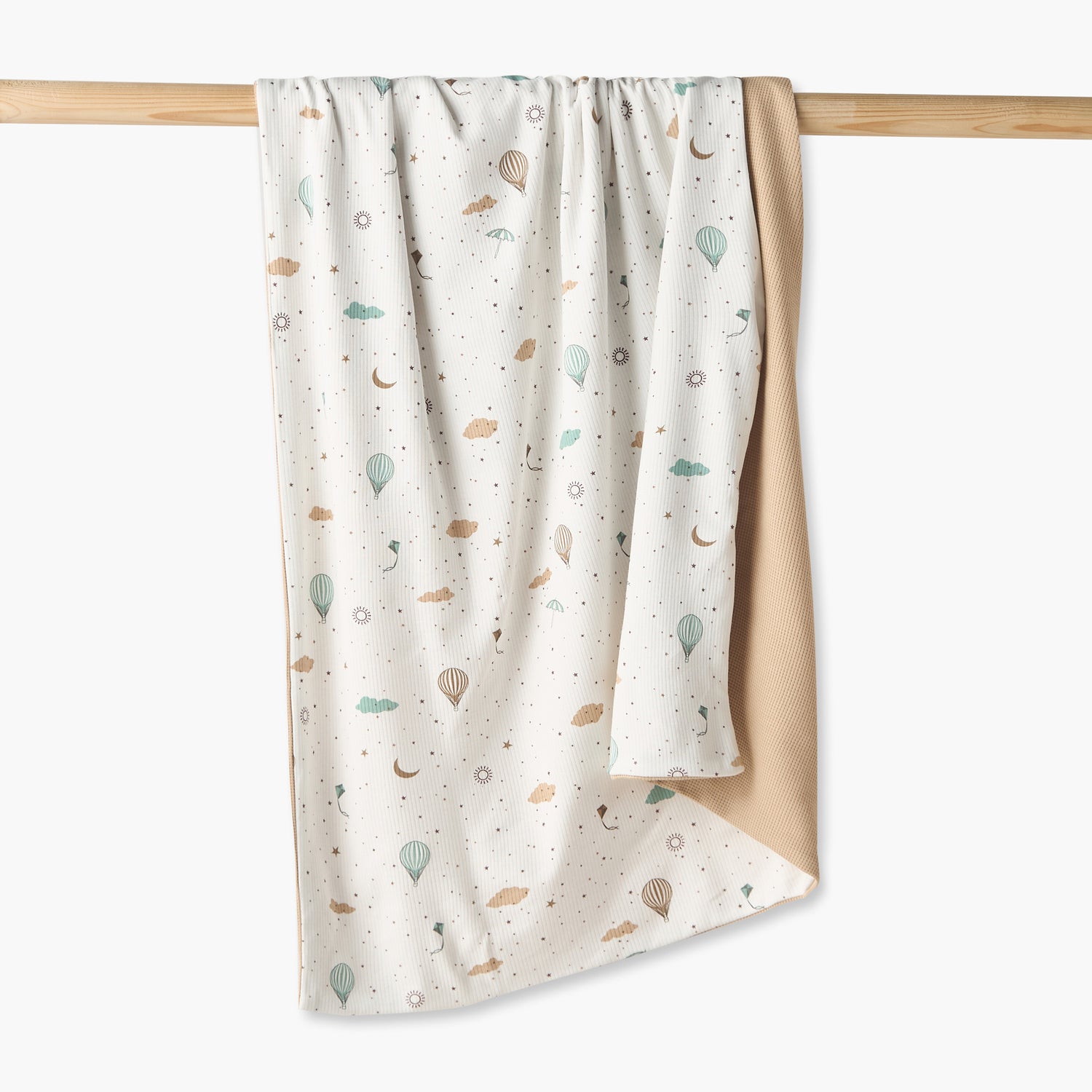 Juniors Cotton Hot Air Balloon Print Receiving Blanket - Beige