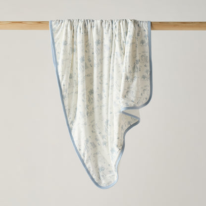 Giggles Velour Safari Print Raschel Blanket - Blue