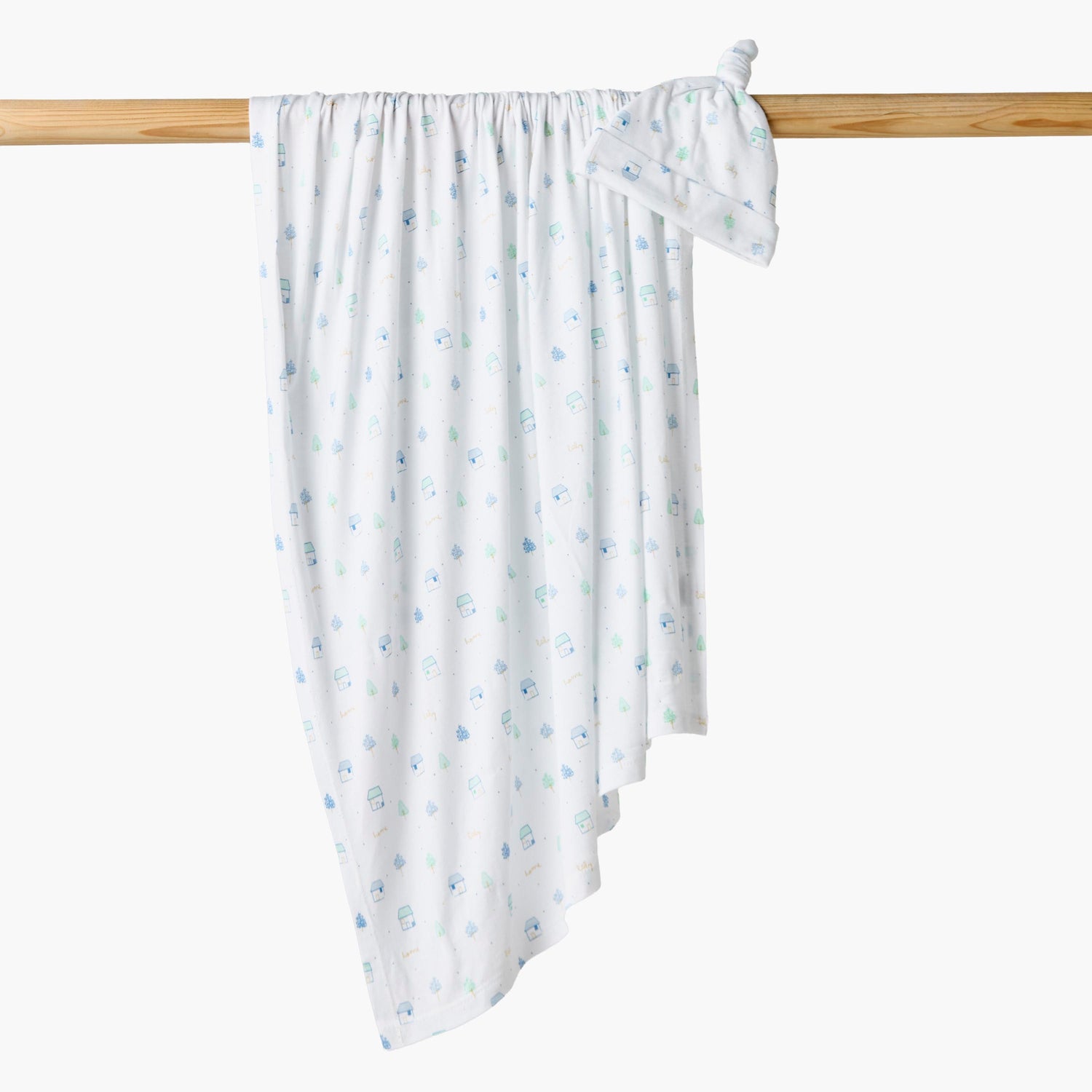 Juniors Printed Blanket with Matching Cap - White