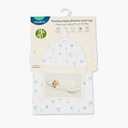 Juniors Printed Blanket with Matching Cap