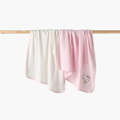Sanrio Waffle Texture Hello Kitty Print Receiving Blanket - Pack of 2 - Pink