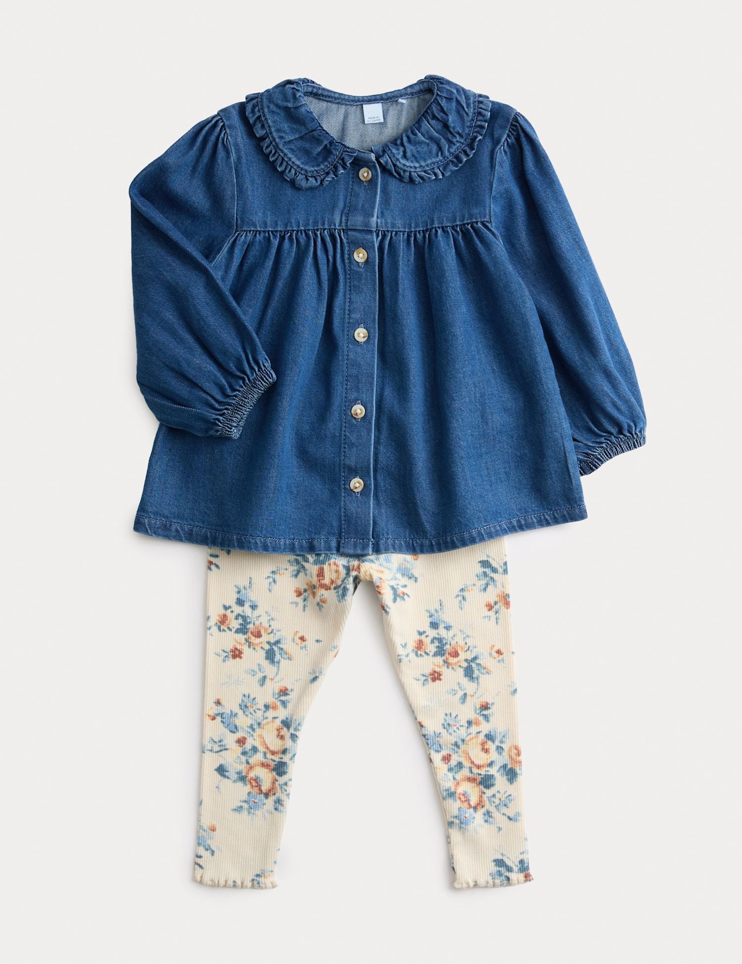 2pc Cotton Denim Blouse Outfit (0-6 Yrs) - DENIM MIX / 9-12 Months
