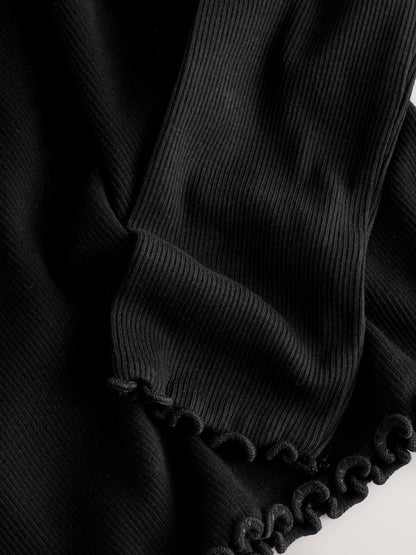 Black Cotton Rich Long Sleeve Rib T-Shirt (3mths-7yrs)