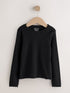 Black Cotton Rich Long Sleeve Rib T-Shirt (3mths-7yrs)