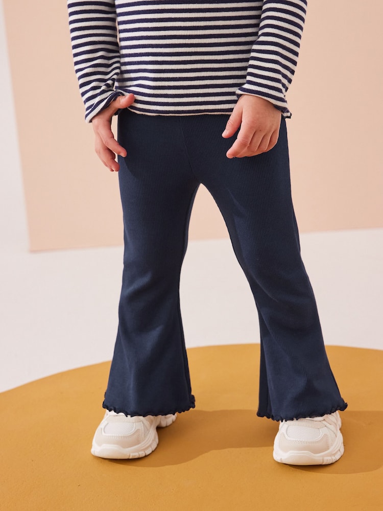 Navy Rib Flare Leggings (3mths-7yrs) - Size 3-6 Months (62-68cm) - Navy Rib Flare