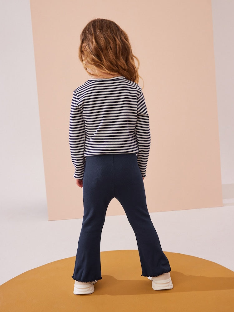 Navy Rib Flare Leggings (3mths-7yrs) - Size 3-6 Months (62-68cm)