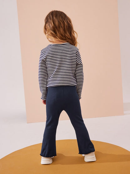 Navy Rib Flare Leggings (3mths-7yrs) - Size 3-6 Months (62-68cm)