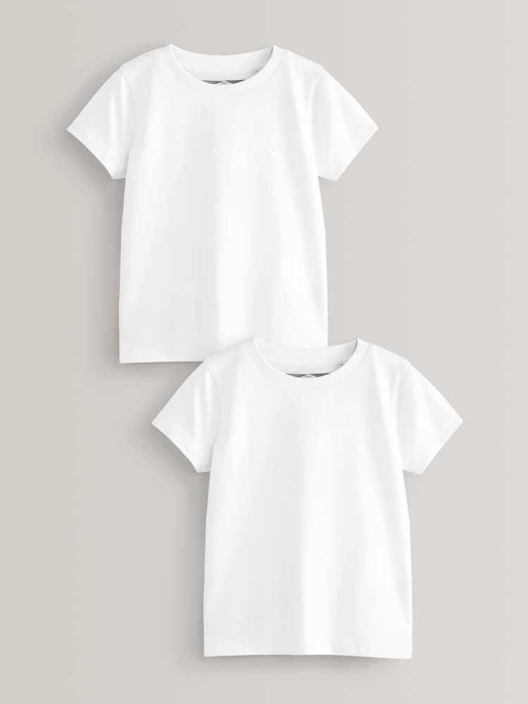 White 2 Pack Short Sleeve T-Shirts (3mths-7yrs) - White / 12-18 Months (80-86cm)