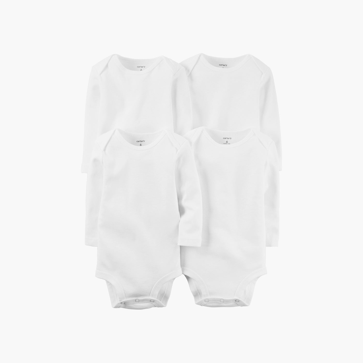Carters 4-Piece Long-Sleeve Bodysuits - White / 18-24 mths