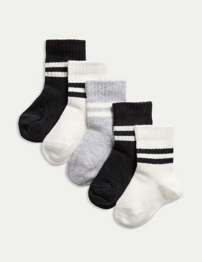 5 Pack Cotton Rich Baby Socks (0-3 Yrs) - BLACK MIX / 2-3 Years