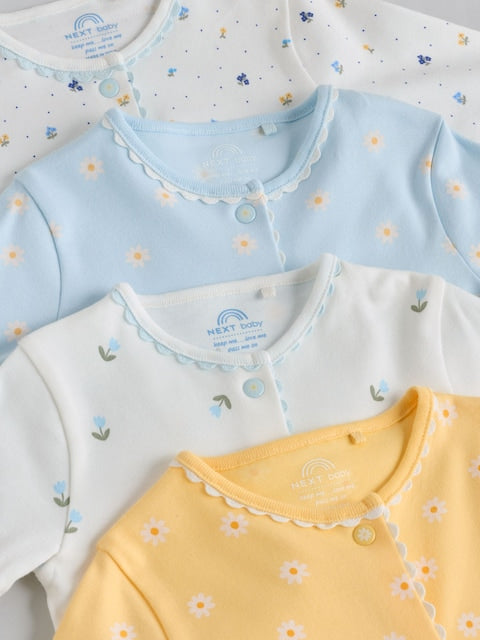 Blue/Yellow Baby Sleepsuits 4 Pack (0mths-2yrs)