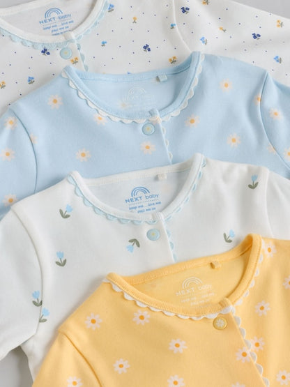Blue/Yellow Baby Sleepsuits 4 Pack (0mths-2yrs)