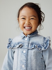 Mid Blue Denim Frill Jacket (3mths-7yrs) - Size 3-6 Months (62-68cm)