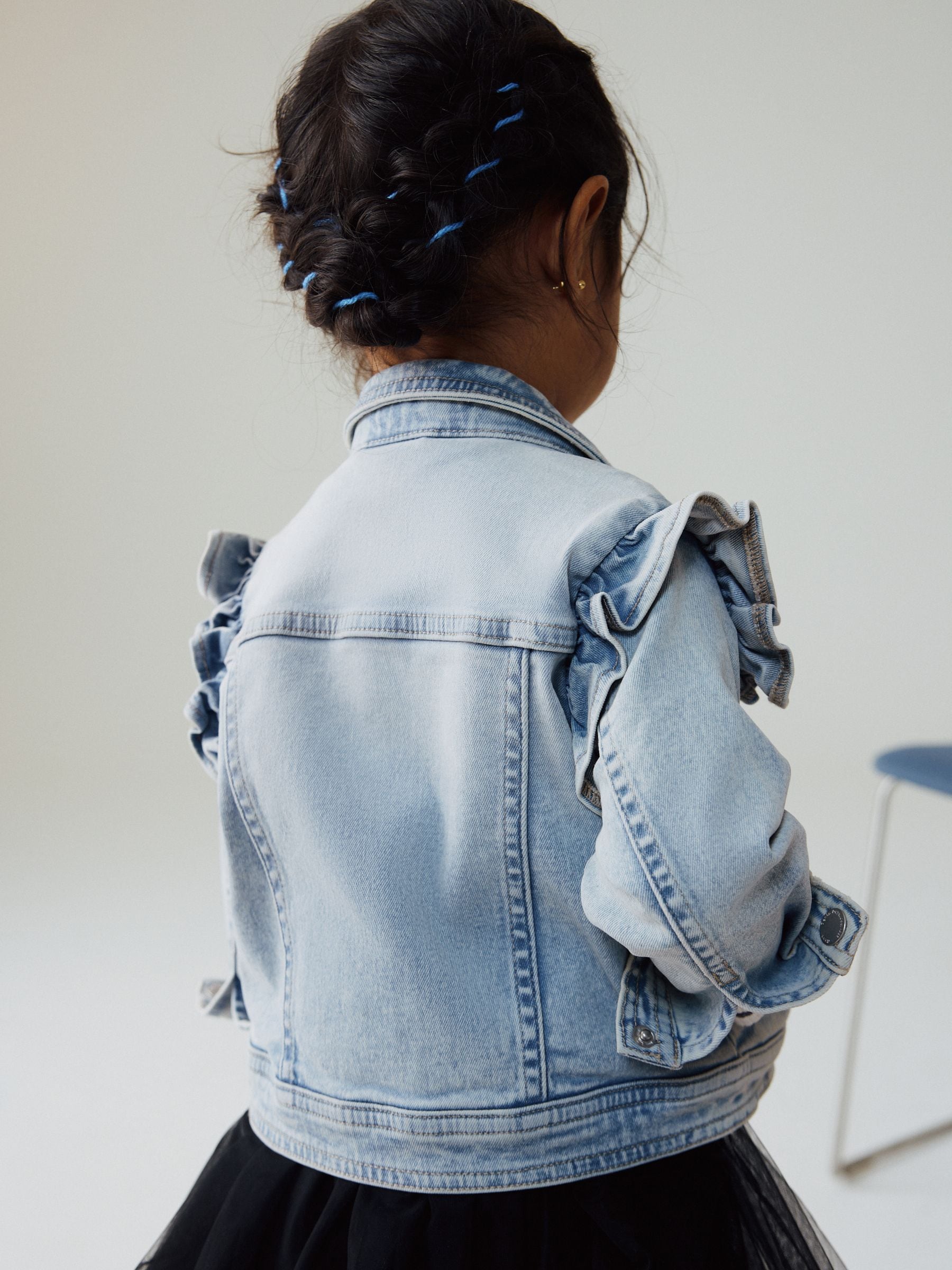 Mid Blue Denim Frill Jacket (3mths-7yrs) - Size 3-6 Months (62-68cm)