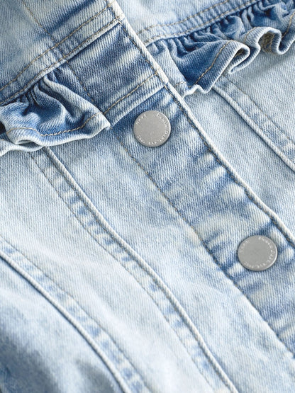 Mid Blue Denim Frill Jacket (3mths-7yrs) - Size 3-6 Months (62-68cm)