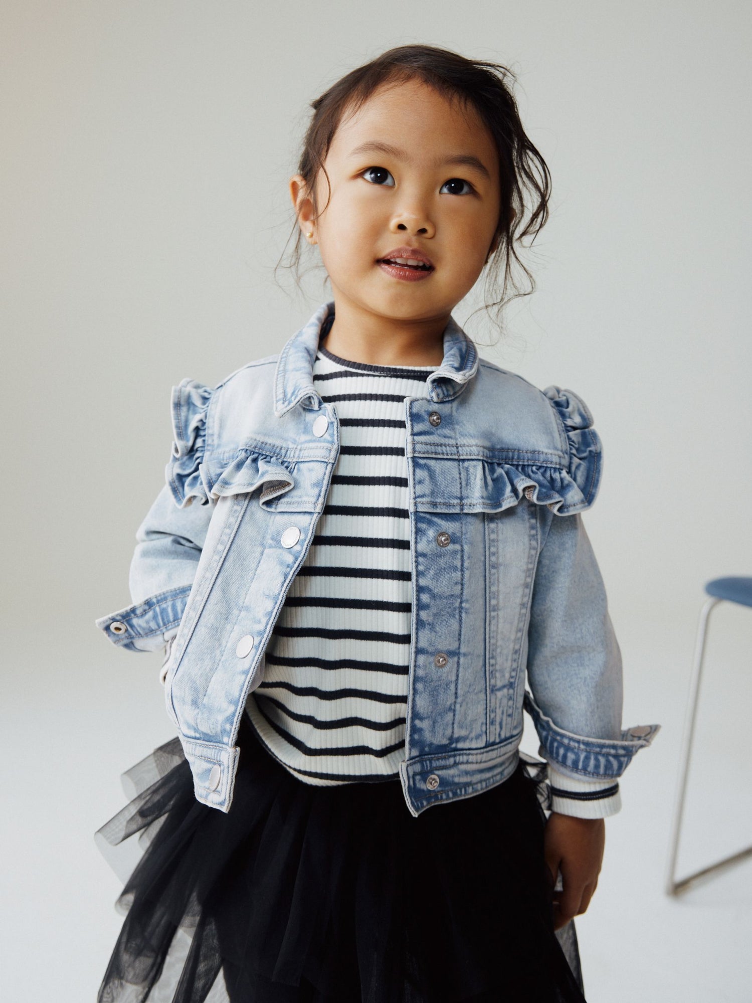 Mid Blue Denim Frill Jacket (3mths-7yrs) - Size 3-6 Months (62-68cm) - Default 1