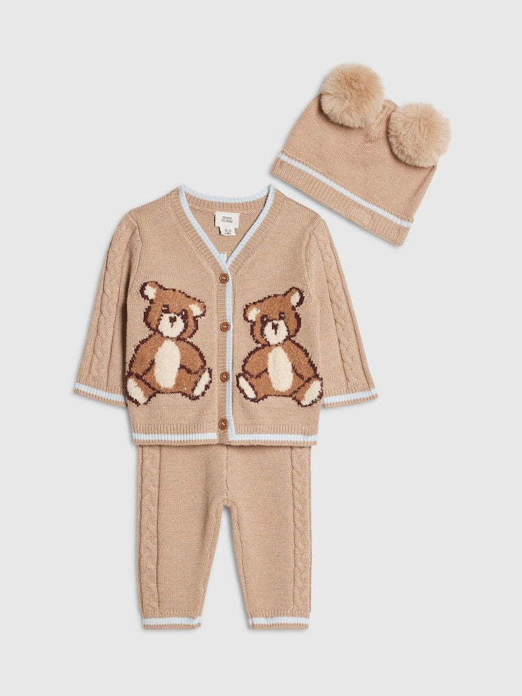River Island Brown Born to be Awesome Cardigan &amp; Leggings Set