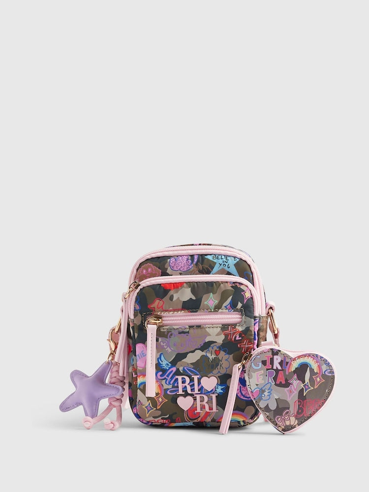 River Island Green Camo Print Festival Bag