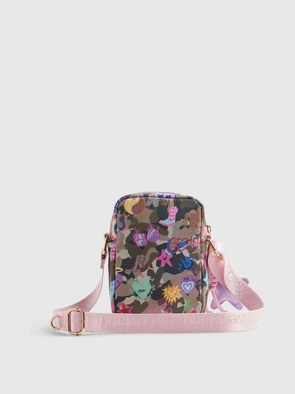River Island Green Camo Print Festival Bag