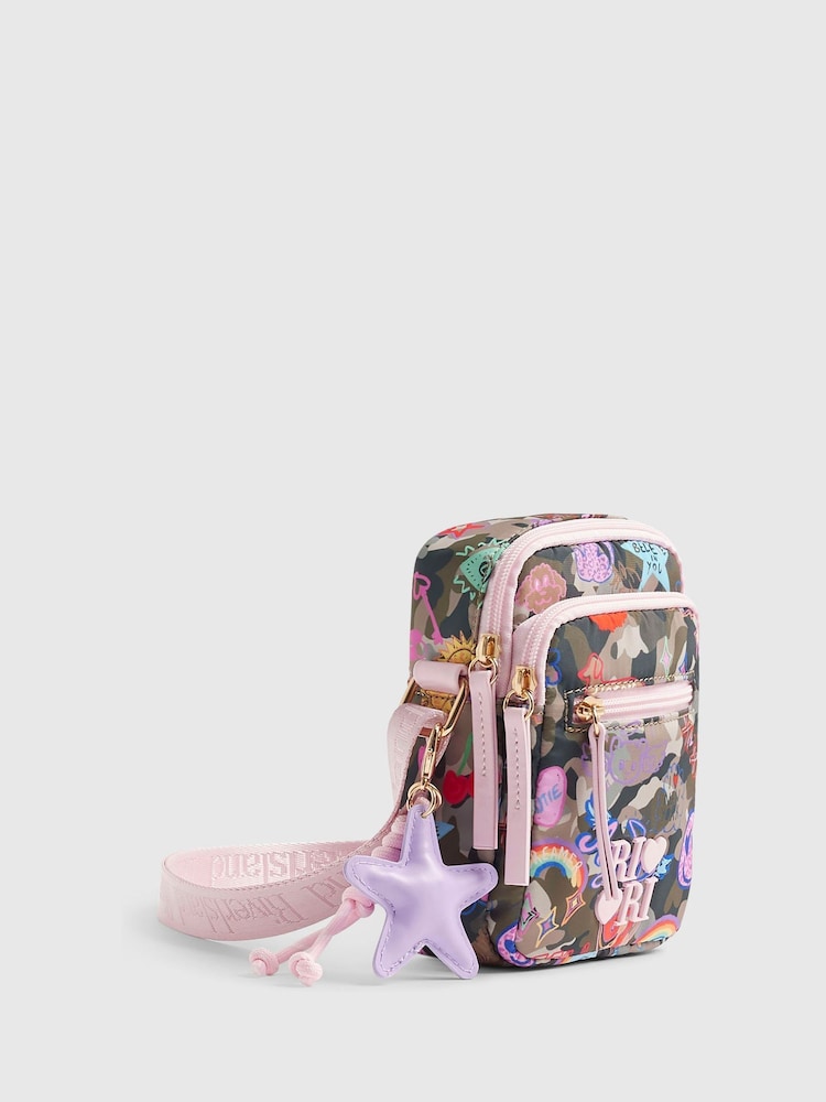 River Island Green Camo Print Festival Bag