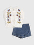 River Island White Knitted Flower Cardigan & Skort Set - Size 5 - 6 Years (110 - 116cm) - River Island White Knitted Flower